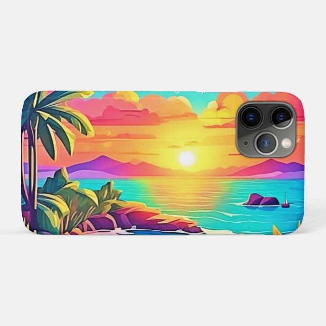 Capa Para iPhone 11 Pro Sunset tropical: Céu vívido (Verso (horizontal))