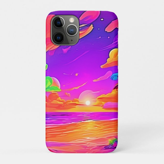 Capa Para iPhone 11 Pro Sunset tropical vibrante (Verso)