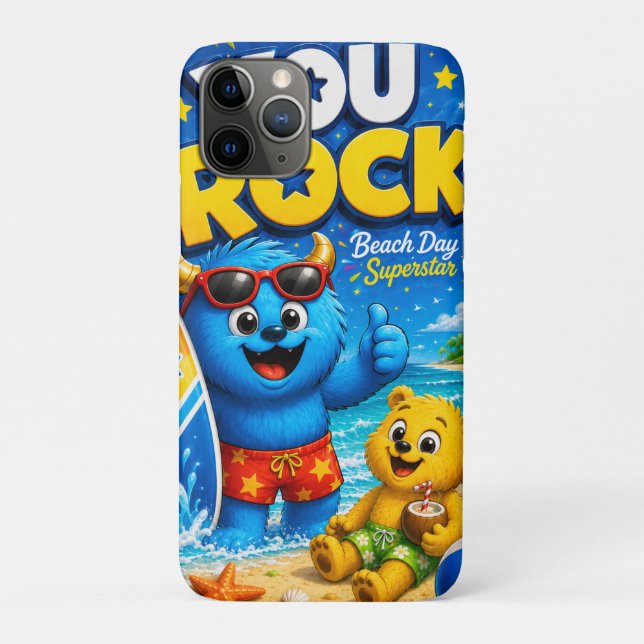 Capa Para iPhone 11 Pro Superstar do Dia de Praia Amigos Monstros Colagem  (Verso)