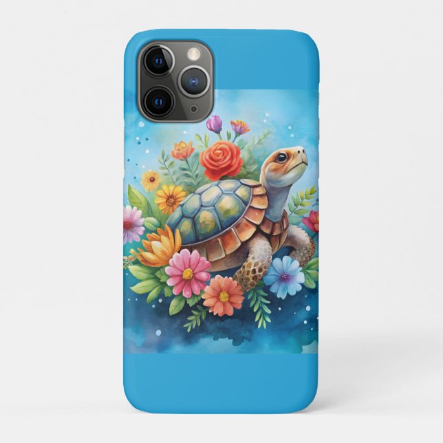Capa Para iPhone 11 Pro Tartaruga Floral (Verso)