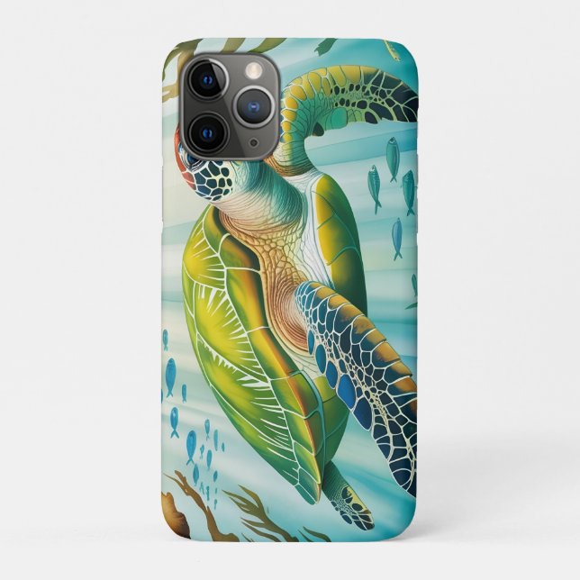 Capa Para iPhone 11 Pro Tartaruga Pintada (Verso)