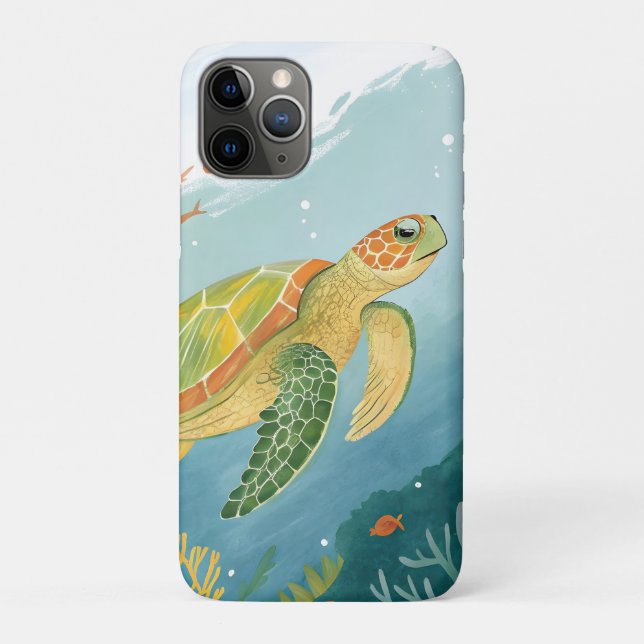 Capa Para iPhone 11 Pro Tartaruga Pintura (Verso)