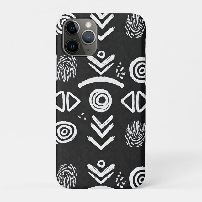 Capa Para iPhone 11 Pro Tecido de Lama Ousado – Padrão Preto e Branco (Verso)