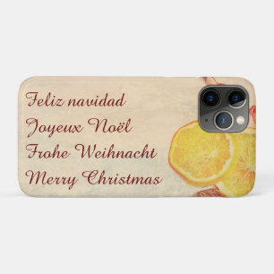Capa Para iPhone 11 Pro Tema de Natal com Frutas na aparência da Vintage e