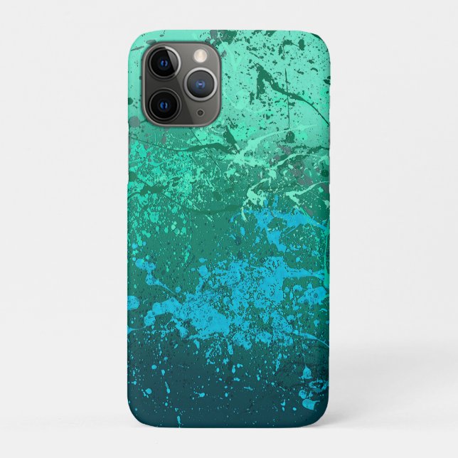Capa Para iPhone 11 Pro Tempestade de hortelã: arte abstrata de respingos (Verso)