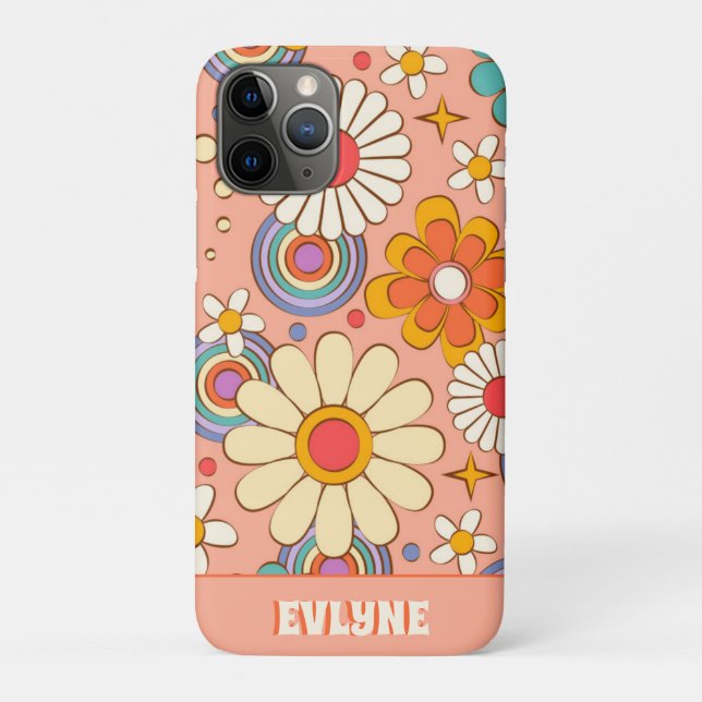 Capa Para iPhone 11 Pro Tendência Floral Cor-de-Rosa Cor-de-Rosa (Verso)