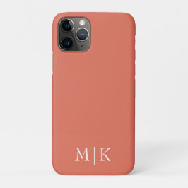 Capa Para iPhone 11 Pro Terracotta e White | Monograma moderno