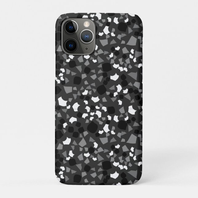 Capa Para iPhone 11 Pro Terrazzo preto e branco Mínimo moderno Case-Mate (Verso)