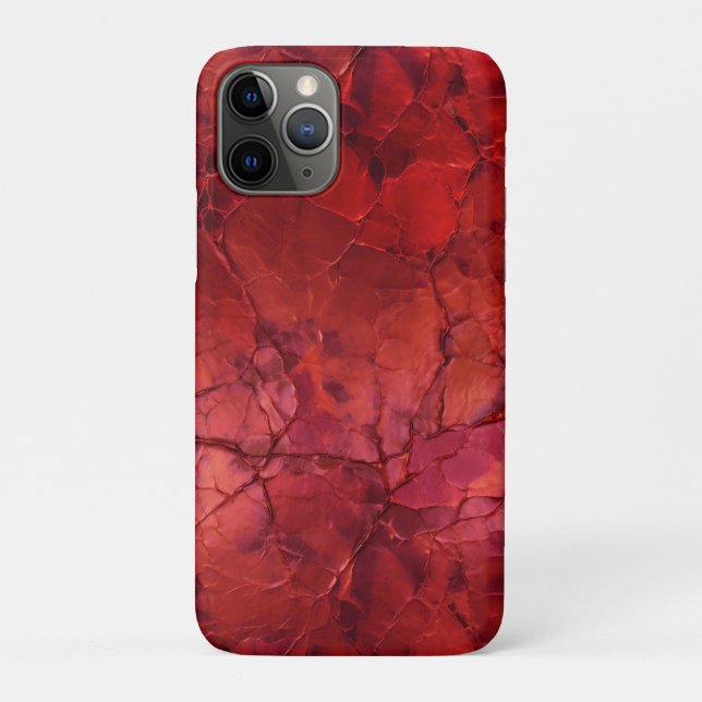 Capa Para iPhone 11 Pro Textos, rachaduras, manchas em vermelho profundo (Verso)