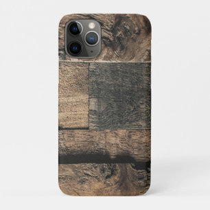 Capa Para iPhone 11 Pro Textura de Tábua de Madeira Velha Marrom Rústica