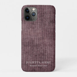 Capa Para iPhone 11 Pro Textura em linho com vinho Roxo Personalizado