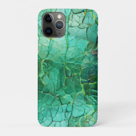 Capa Para iPhone 11 Pro Textura rachada em tons de verde e turquesa