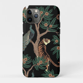 Capa Para iPhone 11 Pro Tigre-Vintage e Caso-Mate-Pavão
