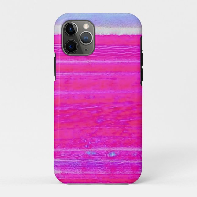 Capa Para iPhone 11 Pro Tinta-Abstrato vibrante, rosa e riscas roxas (Verso)