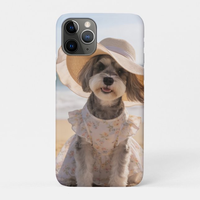 Capa Para iPhone 11 Pro Toalha de Praia Schnauzer  (Verso)