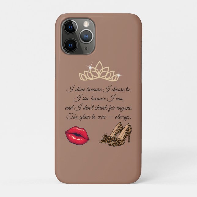 Capa Para iPhone 11 Pro Too Glam To Care – Chic Quote  (Verso)