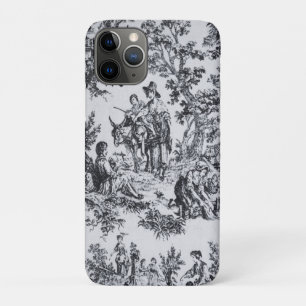 Capa Para iPhone 11 Pro Torre francesa de jouy preto e branco elegante