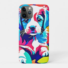 Capa Para iPhone 11 Pro Trabalho de arte de puppy colorida