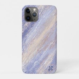 Capa Para iPhone 11 Pro Traços de Tinta Abstrato Azul e bege Mensal