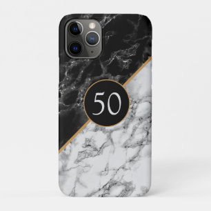 Capa Para iPhone 11 Pro Trendy Black & White Marble Stone - Adicionar Ano