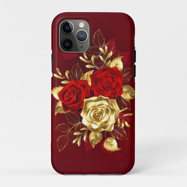Capa Para iPhone 11 Pro Três Rosas de joalharia (Verso)