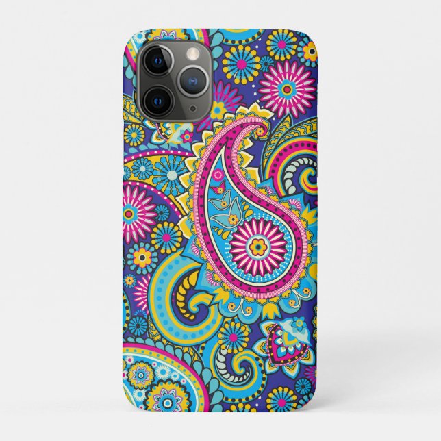 Capa Para iPhone 11 Pro Trippy Hippy Retro Paisley (Verso)