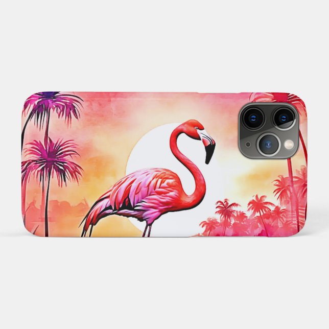 Capa Para iPhone 11 Pro Tropical Flamingo Art (Verso (horizontal))