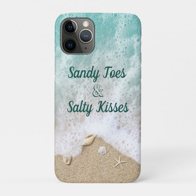 Capa Para iPhone 11 Pro Turquesa Ondas Sandy Toes Salty Kisses (Verso)