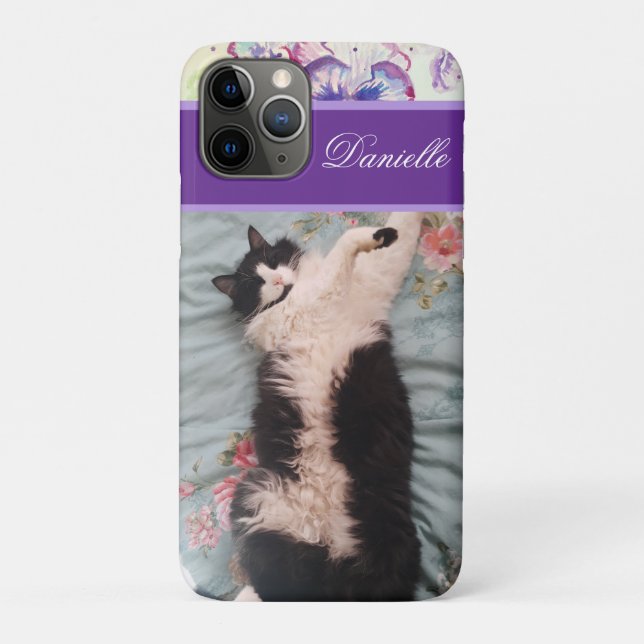Capa Para iPhone 11 Pro Tuxedo Cat Engraçado Cachorro fazendo uma feliz da (Verso)