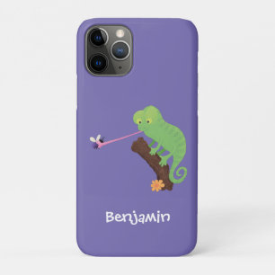 Capa Para iPhone 11 Pro Um desenho animado de lagarto de camaleão verde e