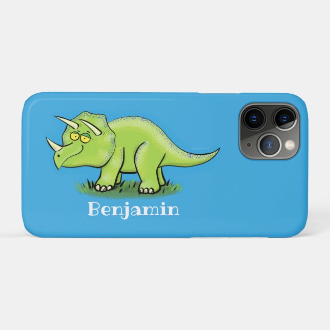 Capa Para iPhone 11 Pro Um desenho animado de triceratops dinossauros, ver (Verso (horizontal))