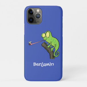 Capa Para iPhone 11 Pro Um desenho animado verde-feliz chameleon lagarto