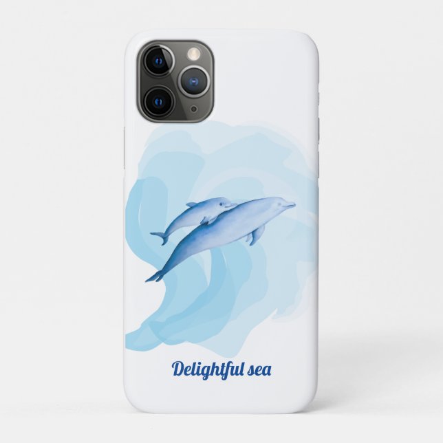 Capa Para iPhone 11 Pro Um mar incrível com golfinhos (Verso)
