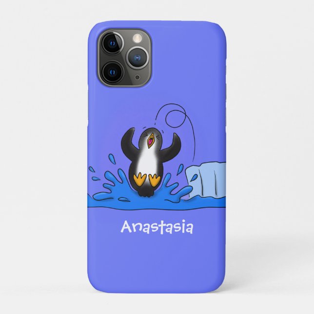 Capa Para iPhone 11 Pro Uma ilustração de desenho animado de pinguins de s (Verso)