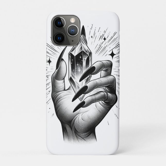 Capa Para iPhone 11 Pro Unhas Pretas Longas & Energia de Cristal Magia Vin (Verso)