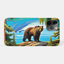 Capa Para iPhone 11 Pro Urso de Montanha: Arte de Reflexão do Lago