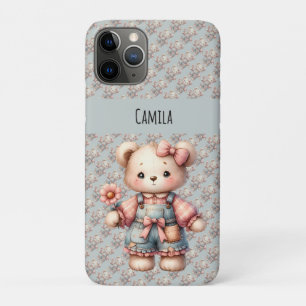 Capa Para iPhone 11 Pro Urso de Pastel, Segurando Sobremesas para Vestir F