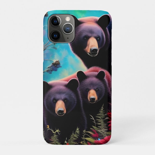 Capa Para iPhone 11 Pro Urso mamão e filhotes (Verso)