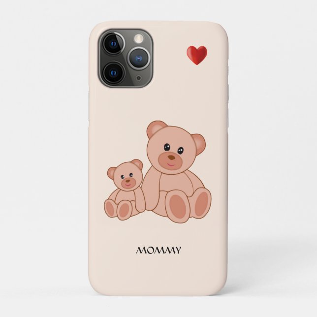 Capa Para iPhone 11 Pro Ursos Fofos em Estojo de iPhone Case-Mate Bege Cla (Verso)
