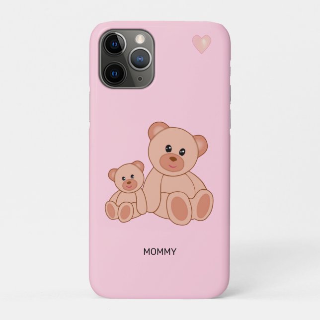 Capa Para iPhone 11 Pro Ursos Fofos em Rosa Claro (Verso)