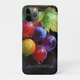 Capa Para iPhone 11 Pro Uvas e gotas de orvalho em aquarela vibrante