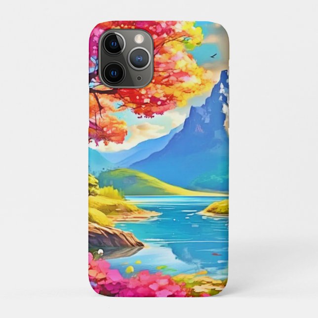 Capa Para iPhone 11 Pro Vale do primavera: Montanha View (Verso)