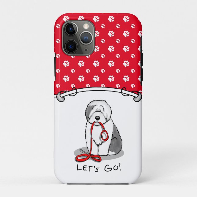 Capa Para iPhone 11 Pro Vamos Engraçado! Sheepdog Inglês (Cinza 1) (Verso)