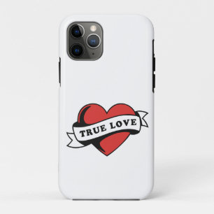 Capa Para iPhone 11 Pro Verdadeiro Coração de Tatuagem de Amor Clássico