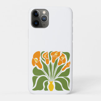 Capa Para iPhone 11 Pro Verde & Laranja Moderno Floral Abstrato
