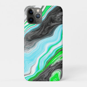 Capa Para iPhone 11 Pro Verde limão e mármore azul como roxos