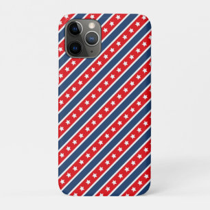 Capa Para iPhone 11 Pro Vermelho, Branco e Azul Patriótico EUA Estrelas e 