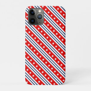 Capa Para iPhone 11 Pro Vermelho, Branco e Azul Patriótico EUA Estrelas e
