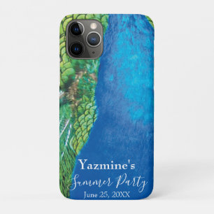 Capa Para iPhone 11 Pro Víblias de Verão de Pavão Azul Textura Verde