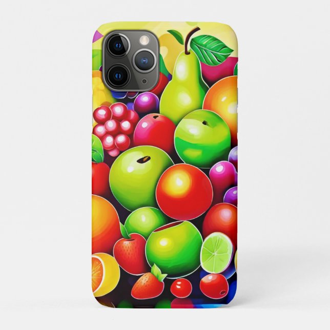 Capa Para iPhone 11 Pro Vibrant Fruta Medley Art (Verso)